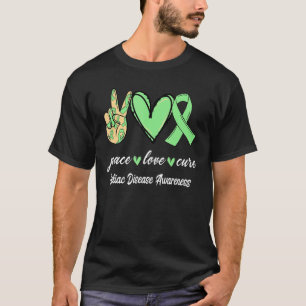 Camiseta Paz Amor Cura Doença Celiana Luz Fita Verde