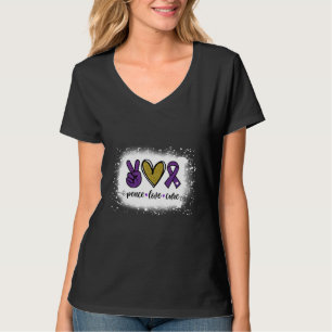Camiseta Paz Amor Cura Fé Roxo Sobredosagem de Fita Roxa