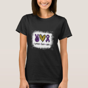 Camiseta Paz Amor Cura Fé Roxo Sobredosagem de Fita Roxa