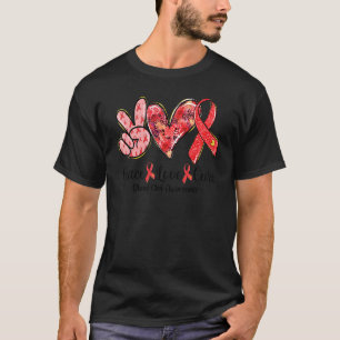 Camiseta Paz Amor Cura Fita Vermelha Fita Sanguínea Sensibi