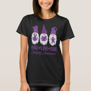 Camiseta Paz Amor Cura Gnomo Roxo Sensibilização Epilepsia