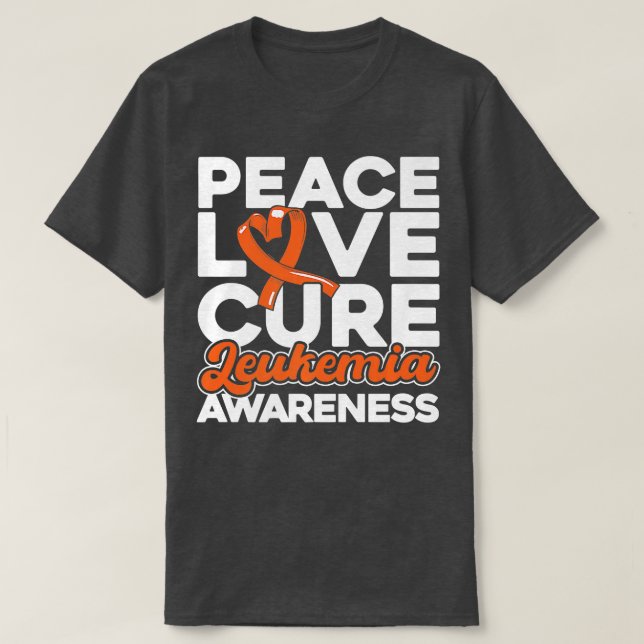 Camiseta Paz Amor Cura Leucemia Consciência 1 (Frente do Design)