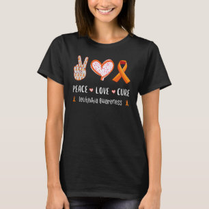 Camiseta Paz Amor cura Leuemia consciência homens mulheres 