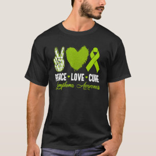 Camiseta Paz Amor Cura Linfoma Consciência Mês Guerreiro W