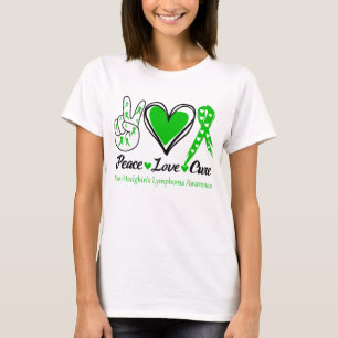 Camiseta Paz Amor Cura Linfoma Não-Hodgkin Consciência
