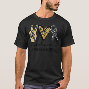 Camiseta Paz Amor Cura Melanoma Sensibilização Melanoma Mês