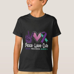 Camiseta Paz Amor Cura Sensibilização para a Prevenção do S