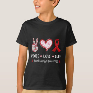 Camiseta Paz Amor Curto Doença Cardíaca Sensibilização Home