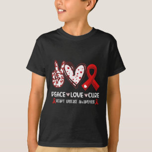 Camiseta Paz Amor Curto Doença Cardíaca Sensibilização Home