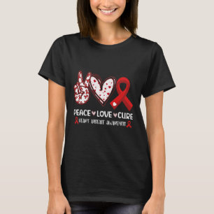 Camiseta Paz Amor Curto Doença Cardíaca Sensibilização Home