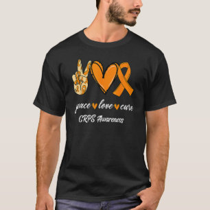 Camiseta Paz Amor Curva Faixa Laranja Sensibilização