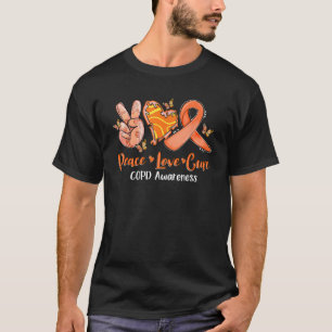 Camiseta Paz Amor Curva Faixa Laranja Sensibilização da COP