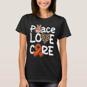 Camiseta Paz Amor Curva Faixa Laranja Sensibilização para a