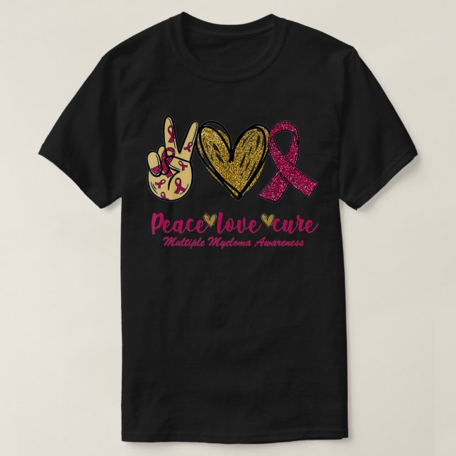 Camiseta Paz Amor Curva Fita Múltipla Sensibilização (Frente do Design)