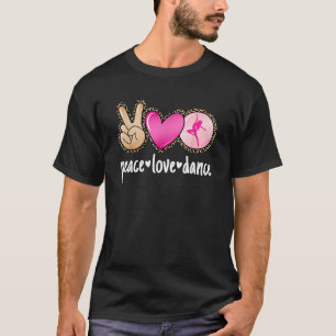 Camiseta Paz Amor Dança Estampa de Leopardo Mãe Mulheres Me
