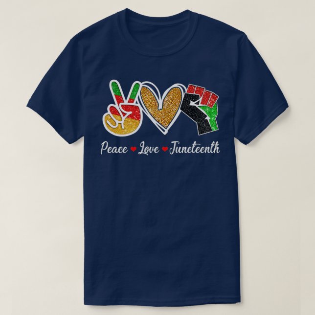Camiseta Paz Amor Décimo Orgulho Negro Liberdade 4º de J (Frente do Design)