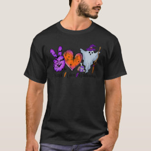Camiseta Paz Amor Dia das Bruxas Preguiçoso Figurino Legal 