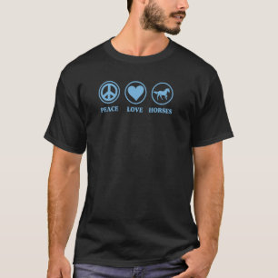 Camiseta Paz Amor E Cavalos Ícones Básicos Simples