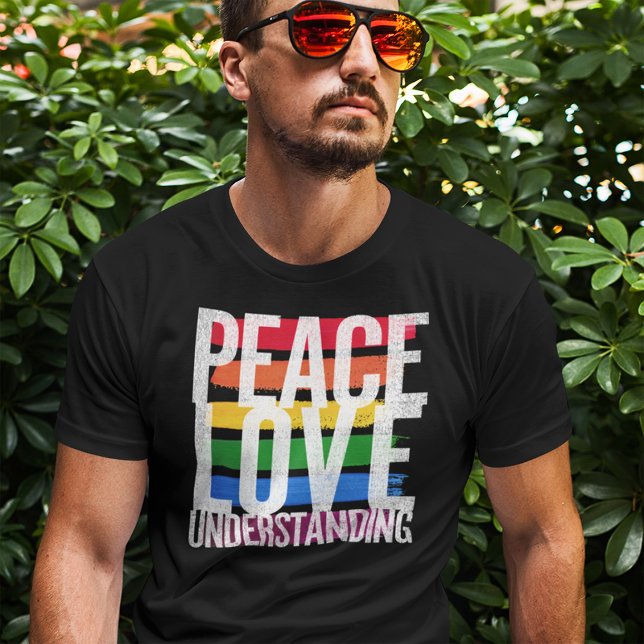 Camiseta Paz, Amor e Compreensão (Criador carregado)