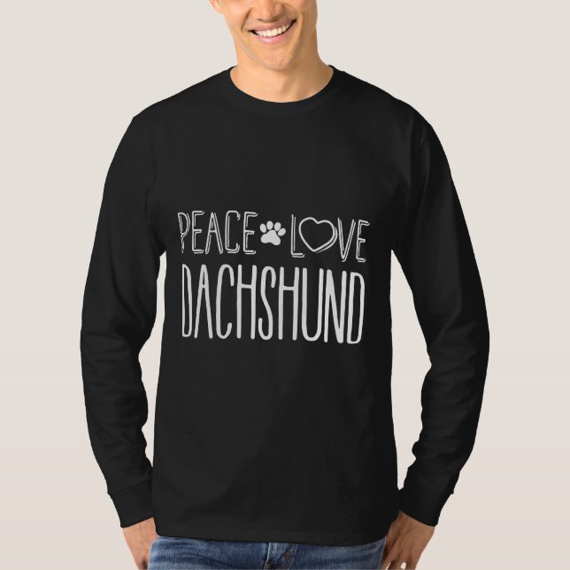 Camiseta Paz, Amor E Dachshund Para Cachorros (Frente)