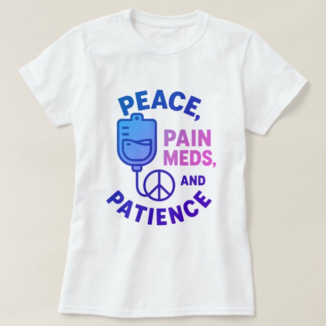 Camiseta Paz, Amor e Dor Engraçados (Frente do Design)