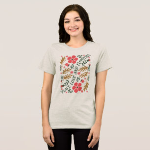 Camiseta Paz Amor e Flores Retro Boho Floral