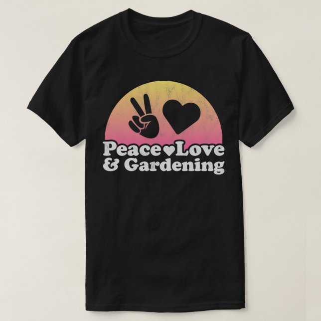 Camiseta Paz, amor e jardinagem (Frente do Design)