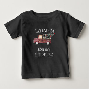 Camiseta Paz Amor e Joy Toy Truck Primeiro Natal