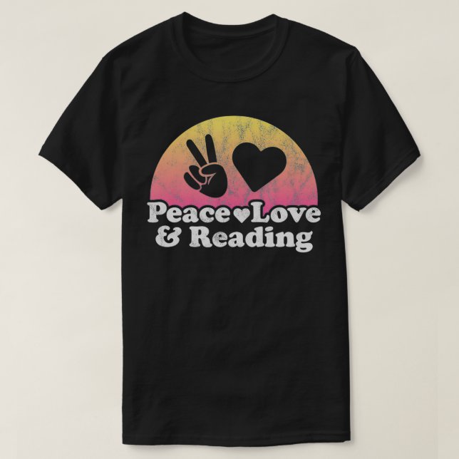 Camiseta Paz, Amor e Leitura (Frente do Design)