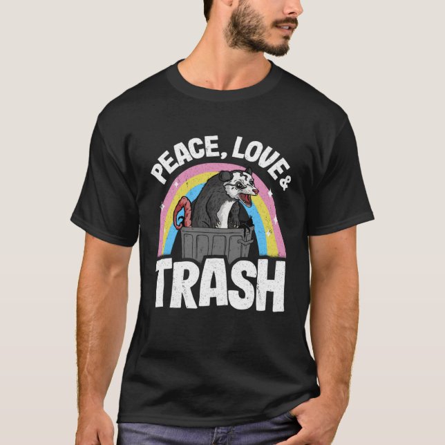Camiseta Paz, Amor e Lixeira Engraçada Lata-Lata-Lata (Frente)