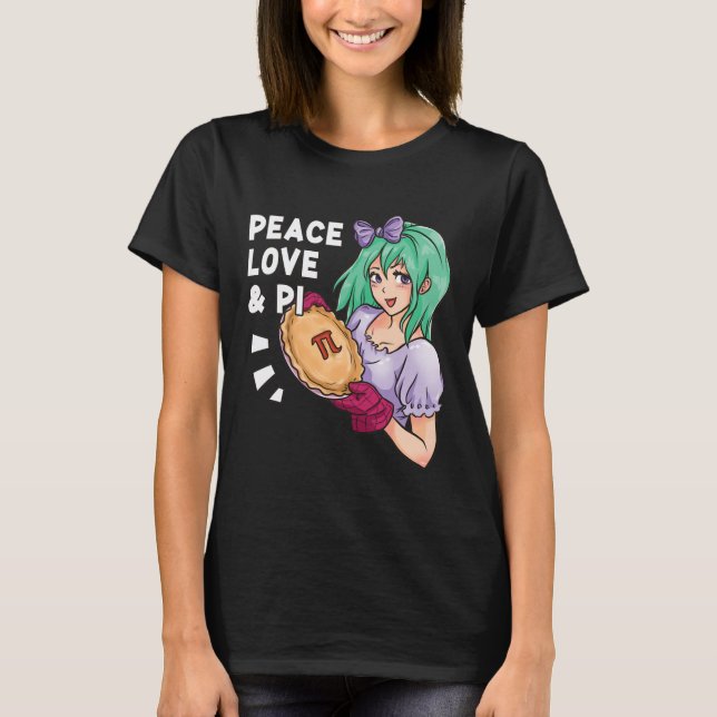 Camiseta Paz, Amor E Pi - Março, 14 Pi Day Anime Math (Frente)