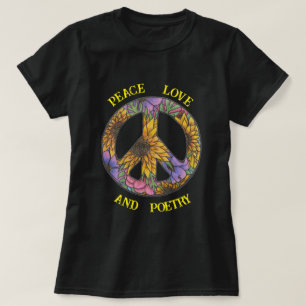 Camiseta Paz Amor E Poesia Floral Sinal De Paz
