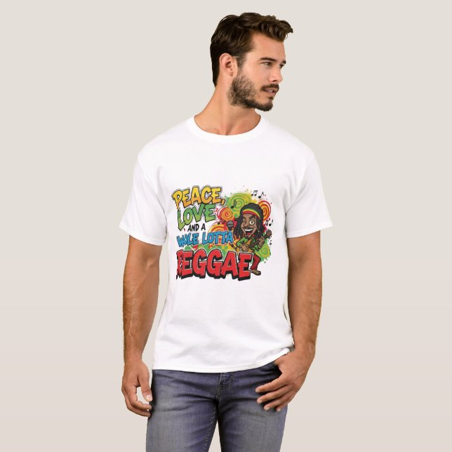 Camiseta Paz Amor e Reggae (Frente Completa)