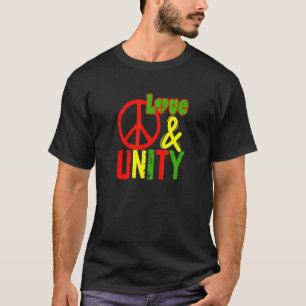 Camiseta Paz Amor e Unidade Jamaica Música Reggae Rasta Re