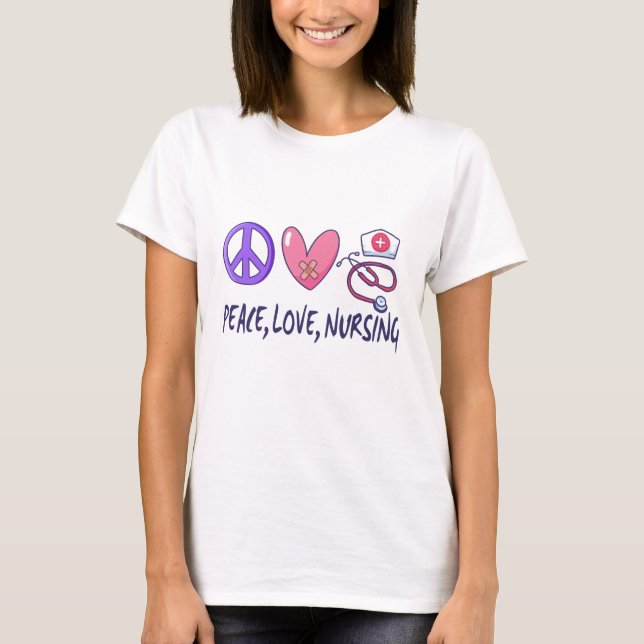 Camiseta Paz Amor Enfermagem (Frente)