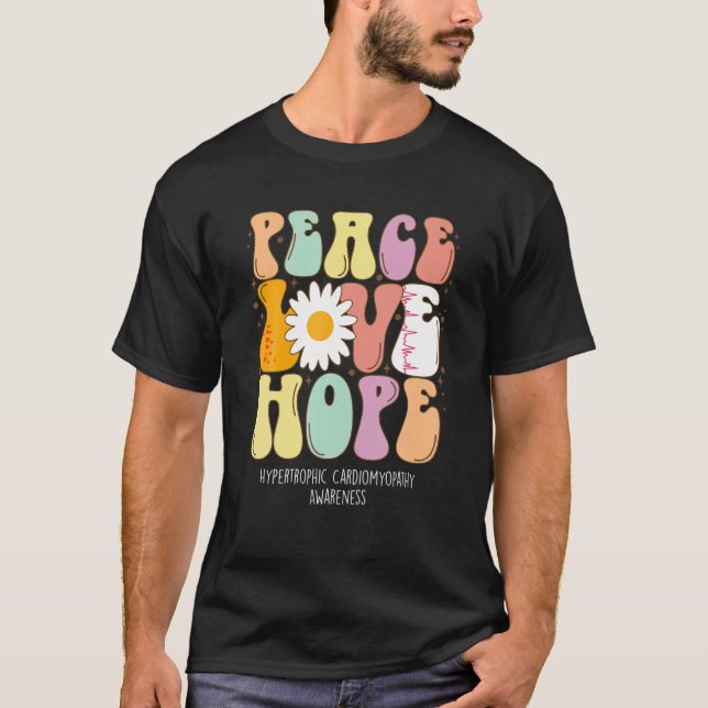 Camiseta Paz Amor Esperança Cardiomiopatia Hipertrófica Awa (Frente)