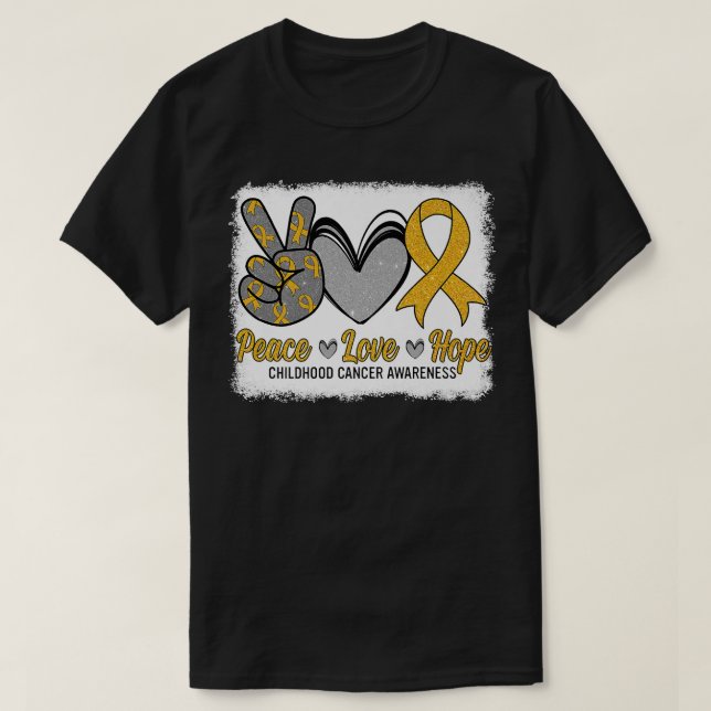 Camiseta Paz Amor Esperança Consciência do Cancer Infantil  (Frente do Design)
