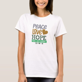 Camiseta Paz, amor, esperança, consciência mental