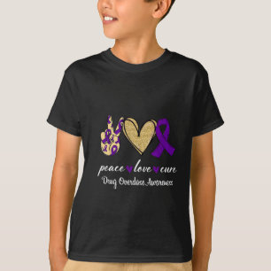 Camiseta Paz Amor Esperança Fita Roxo Sobredosagem de Droga