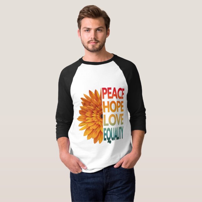 Camiseta PAZ AMOR ESPERANÇA IGUALDADE (Frente Completa)