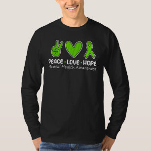 Camiseta Paz Amor Esperança Saúde Mental Consciencialização