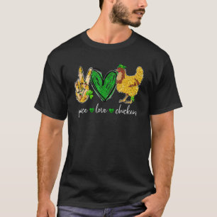 Camiseta Paz Amor Frango Fazendeiro de Animais Irlandês St