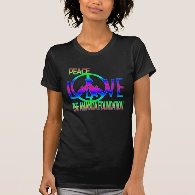 Camiseta Paz,Amor,Fundação Amanda (Frente)