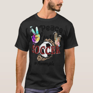 Camiseta Paz Amor Futebol Mammy Life Mãe Avó Leopardo