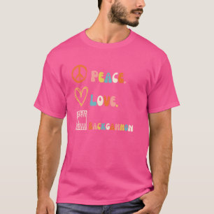 Camiseta Paz. Amor. Gamão. Burro de piada de Backgammon