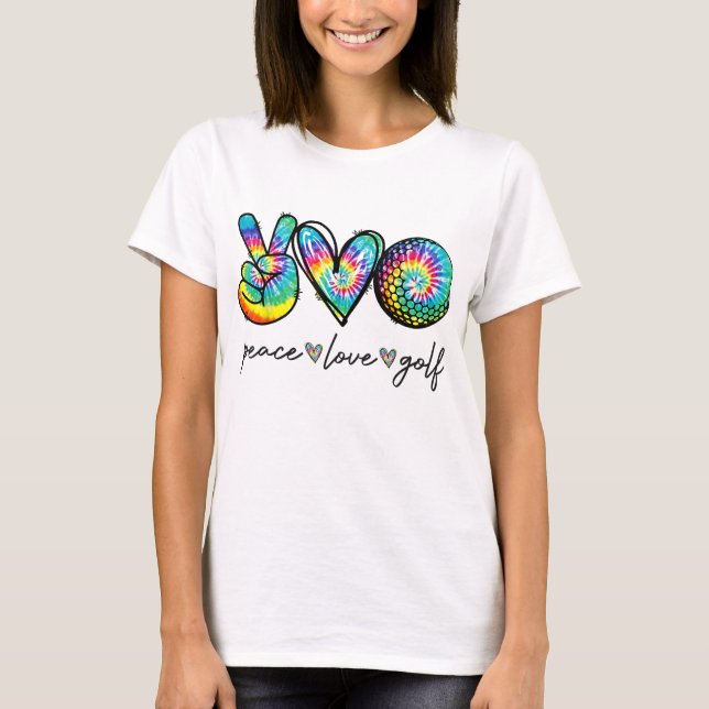 Camiseta Paz Amor Golf Tie Dye Cute Golf Amantes (Frente)
