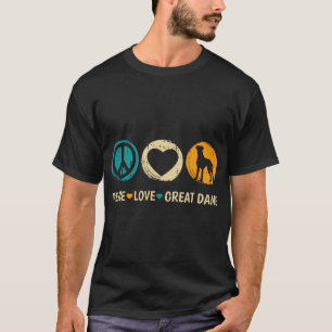 Camiseta Paz Amor Grande Dane Amante do Cão Dono de Cachorr
