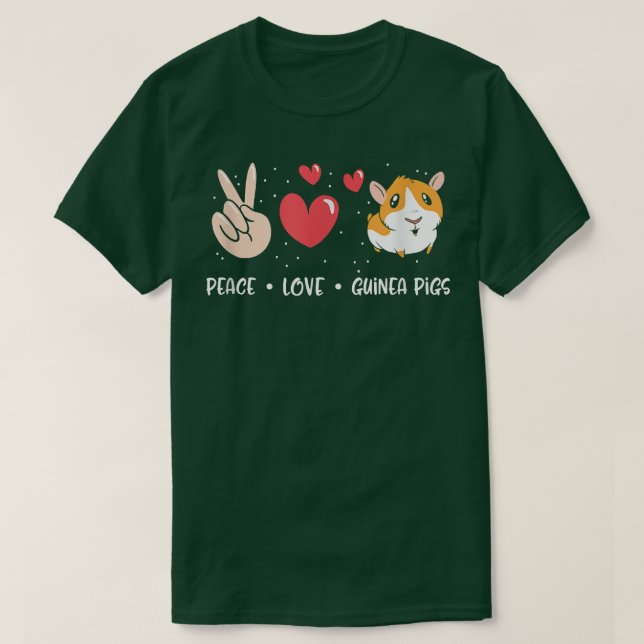 Camiseta Paz Amor Guiné Porco Cozinha Animal Cozinha Engraç (Frente do Design)