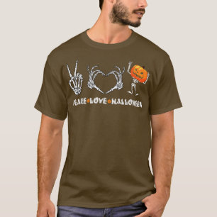 Camiseta Paz Amor Halloween Assustador Pumpkin Outono Hallo
