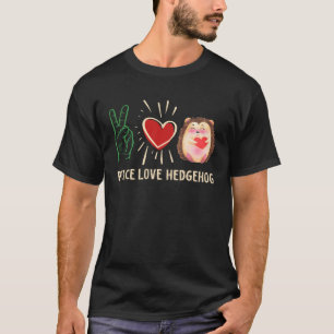 Camiseta Paz Amor Hedgehog Cute Animal Pet Hedgie Diversão